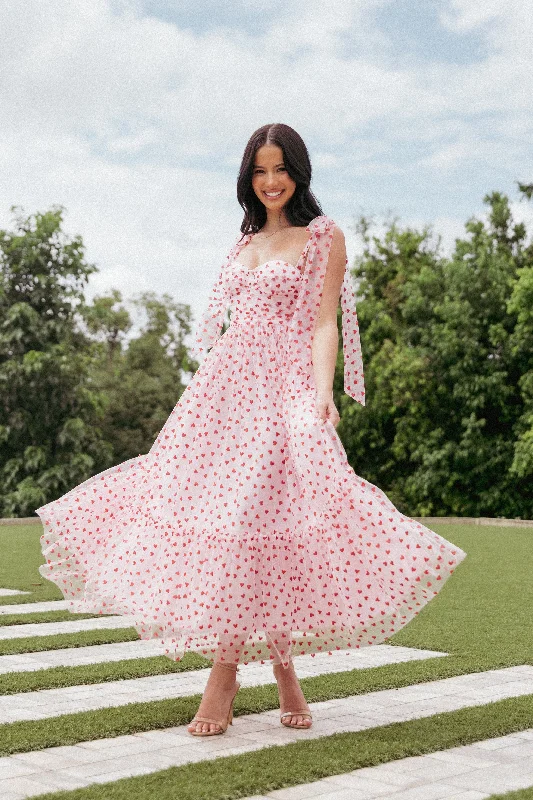 - Dog anti-slip mat Floret Midi Dress - Red Hearts