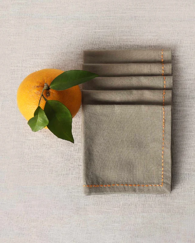  -Non-contact cat thermometer Verandah Cocktail Napkins (Set of 6) - Soft Grey & Tangerine