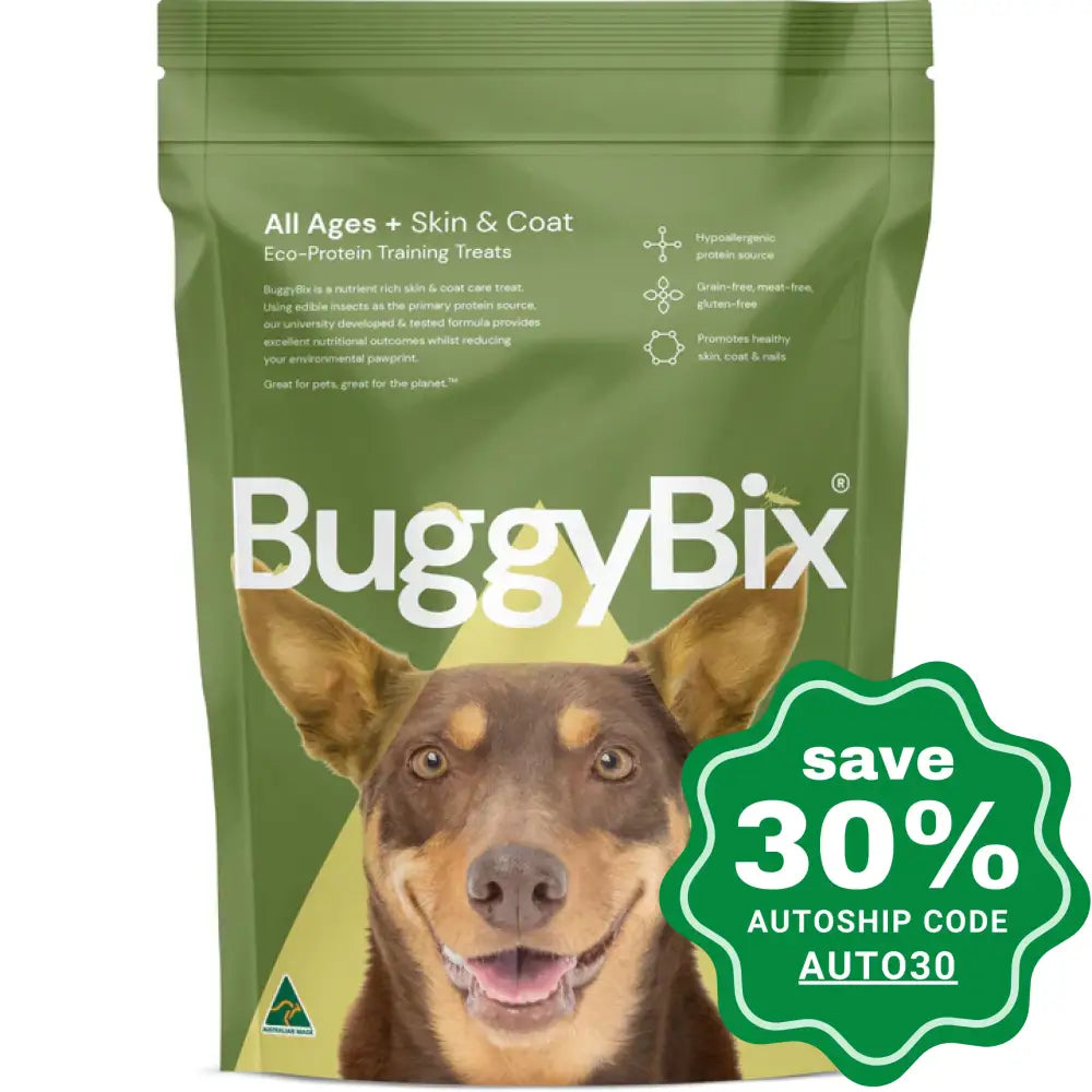 BuggyBix - Dried Treats For Dogs - All Ages + Skin & Coat Eco-Protein Training Treats - 170g