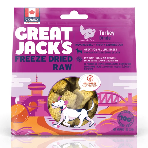 Freeze Dried Raw Turkey Dog Treats - Great Jacks