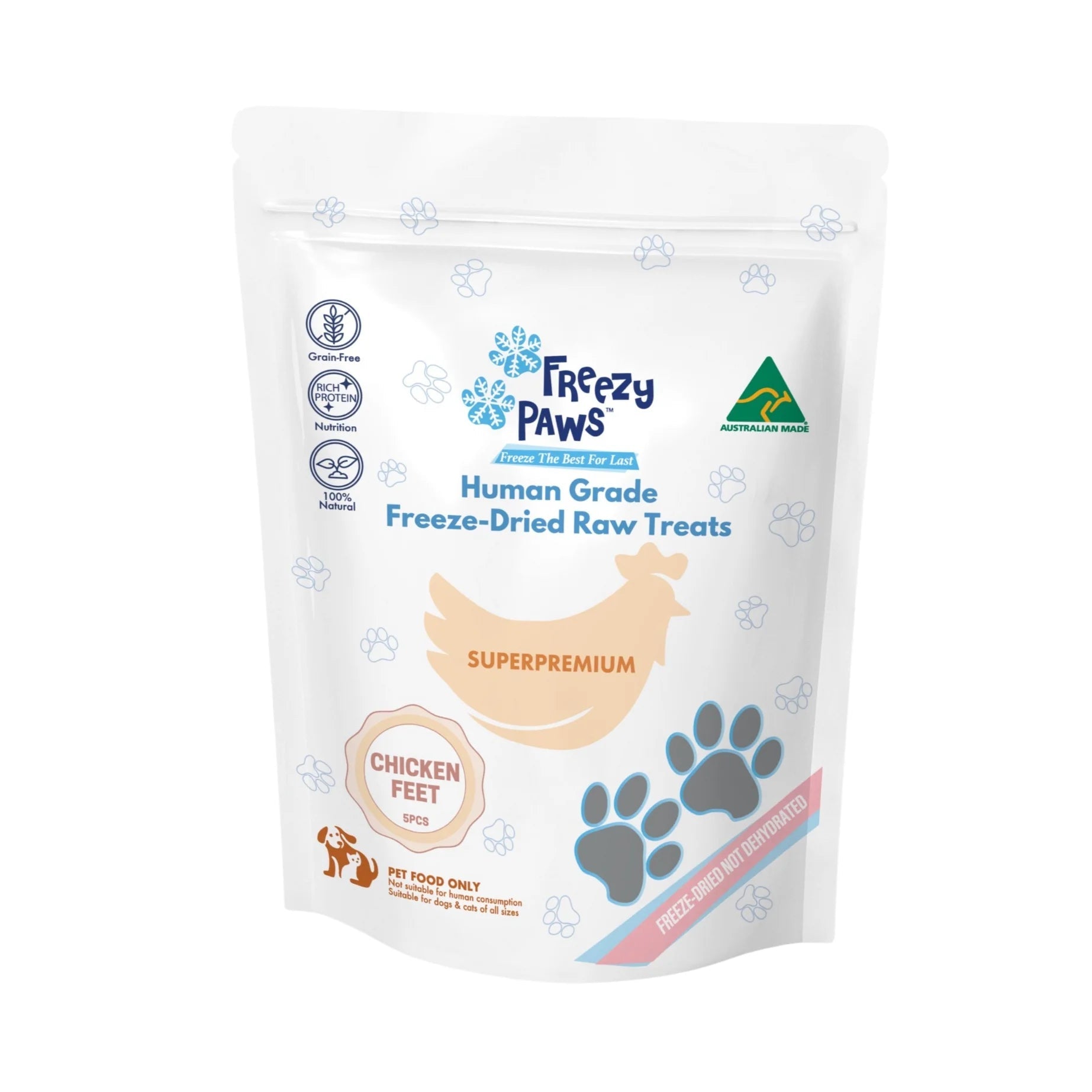 Freezy Paws Freeze Dried Chicken Feet Dog Treats 5 Pack