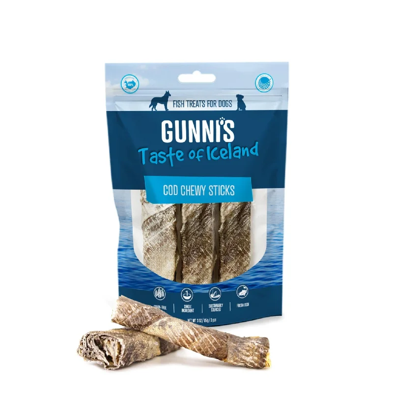 Gunnis Taste of Iceland Cod Chewy Sticks 4 Inch Dog Treats 3 Pack