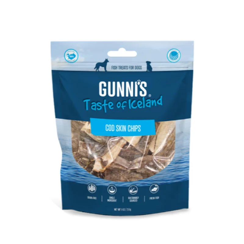 Gunnis Taste of Iceland Cod Skin Chips Dog Treats 225g