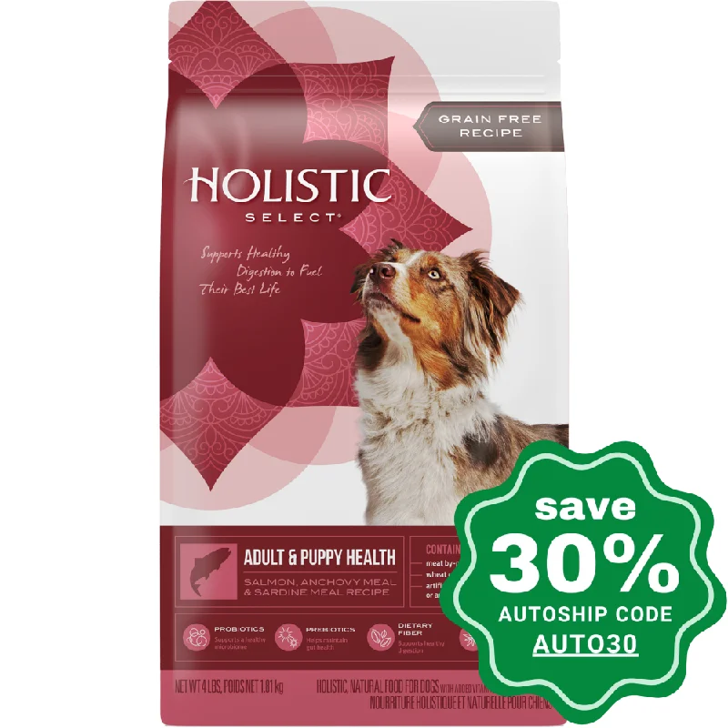 Holistic Select - Dry Dog Food Grain-Free Adult & Puppy Health - Salmon Anchovy & Sardine Meal Recipe - 24LB