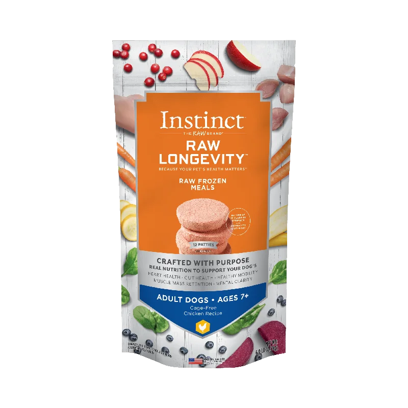 Instinct Longevity Frozen Patties Cage-Free Chicken Recipe For 7+ Adult Dogs