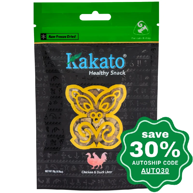 Kakato - Freeze Dried Snacks for Dogs & Cats - Chicken Liver & Duck Liver - 20g