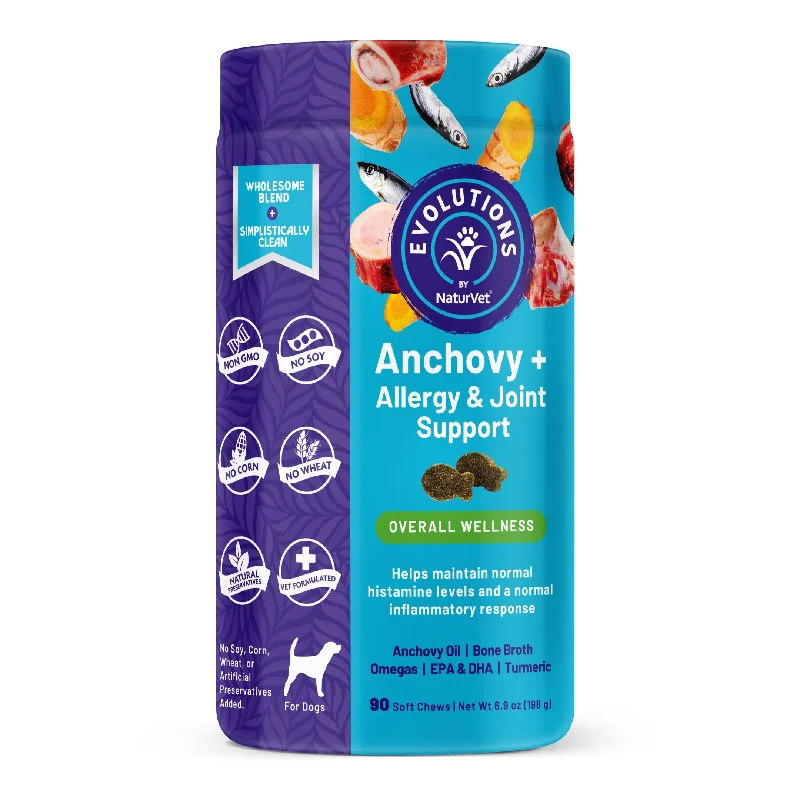 NaturVet Evolutions Anchovy + Allergy & Joint Support Soft Chews for Dogs