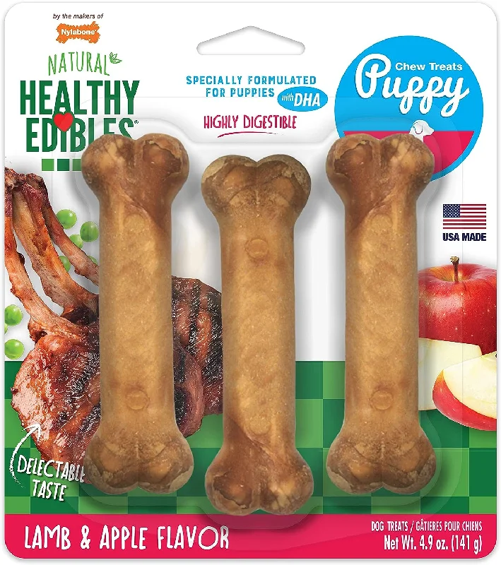 NYLABONE PUP REGULAR LAMB APPLE 3PK