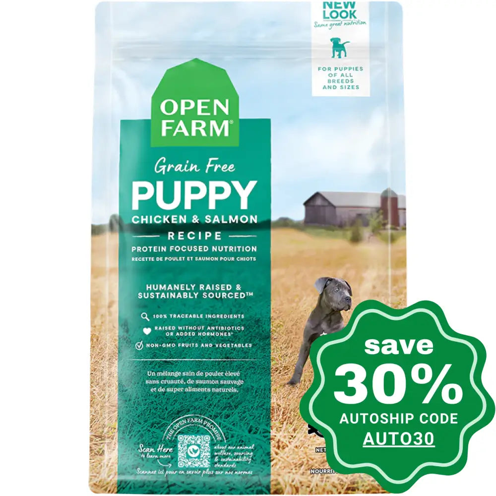 Open Farm - Dry Food for Puppies - Grain Free Chicken & Wild-Caught Salmon Recipe - 22LB