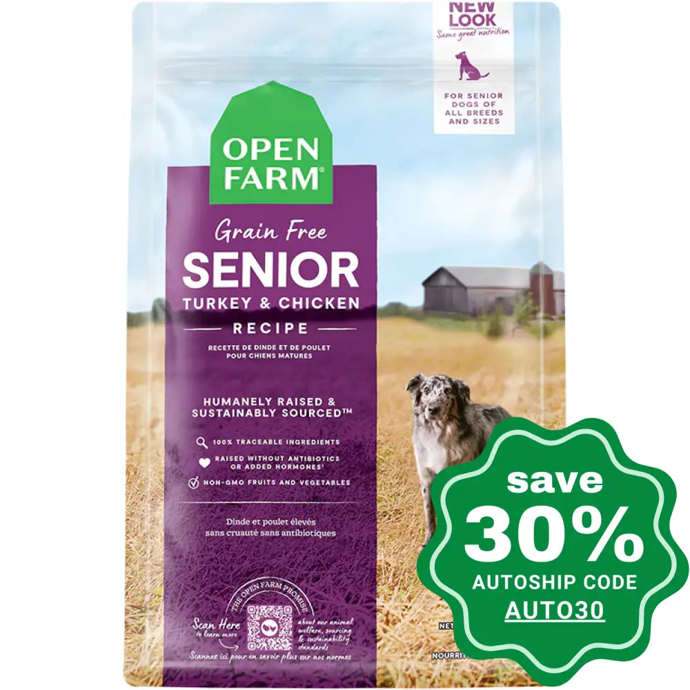 Open Farm - Dry Food for Senior Dogs - Grain Free Turkey & Chicken Recipe - 22LB