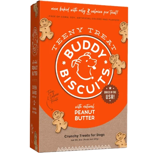 Peanut Butter Healthy Whole Grain Oven Baked Teeny Dog Treats 8 oz - Buddy Biscuits