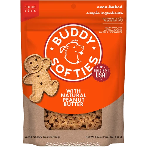 Peanut Butter Healthy Whole Grain Soft & Chewy Dog Treats - Buddy Biscuits