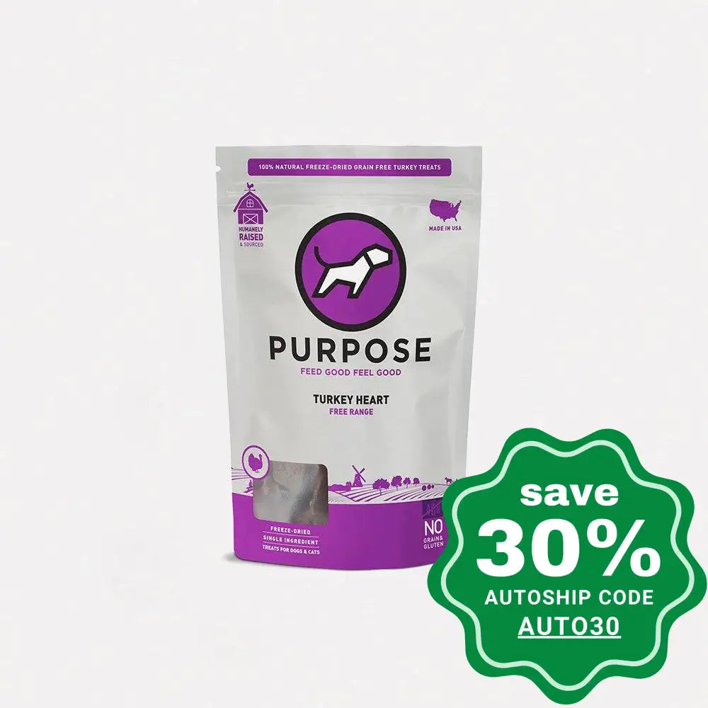 Purpose - Freeze Dried Dogs & Cats Treats - Single Protein - Turkey Heart - 3OZ