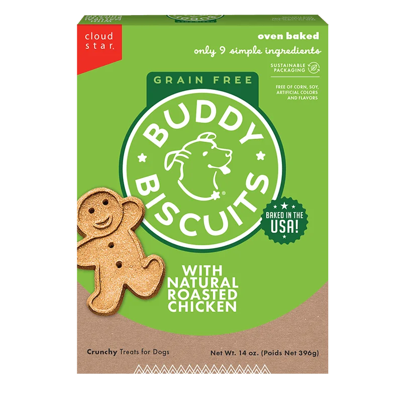 Roasted Chicken Grain Free Oven Baked Dog Treats 14 oz - Buddy Biscuits