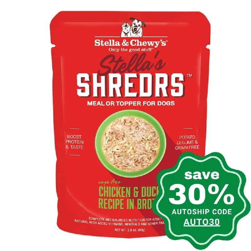 Stella & Chewy's - Wet Food For Dogs - Stella's Shredrs - Chicken & Duck Recipe in Broth - 2.8OZ (Min. 24 pouches)