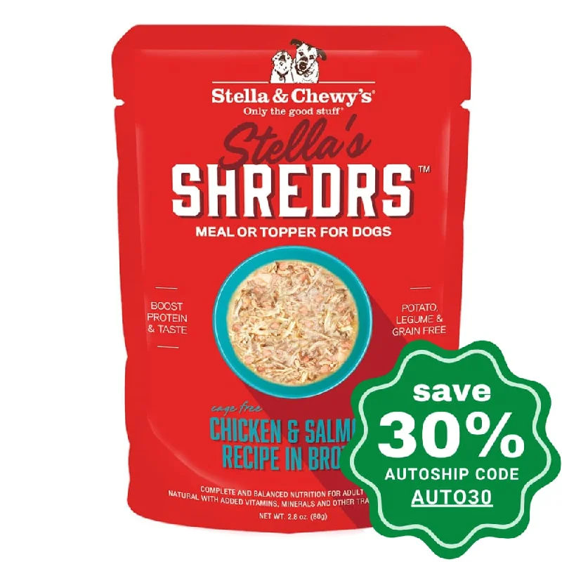 Stella & Chewy's - Wet Food For Dogs - Stella's Shredrs - Chicken & Salmon Recipe in Broth - 2.8OZ (Min. 24 pouches)