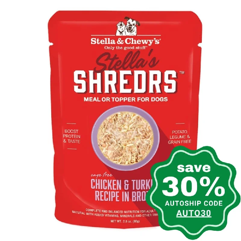 Stella & Chewy's - Wet Food For Dogs - Stella's Shredrs - Chicken & Turkey Recipe in Broth - 2.8OZ (Min. 24 pouches)