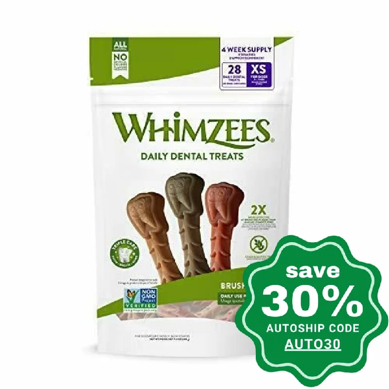 Whimzees - Grain Free Dental Dog Chew - Brushzees - XS - 28PCS - 7.4OZ