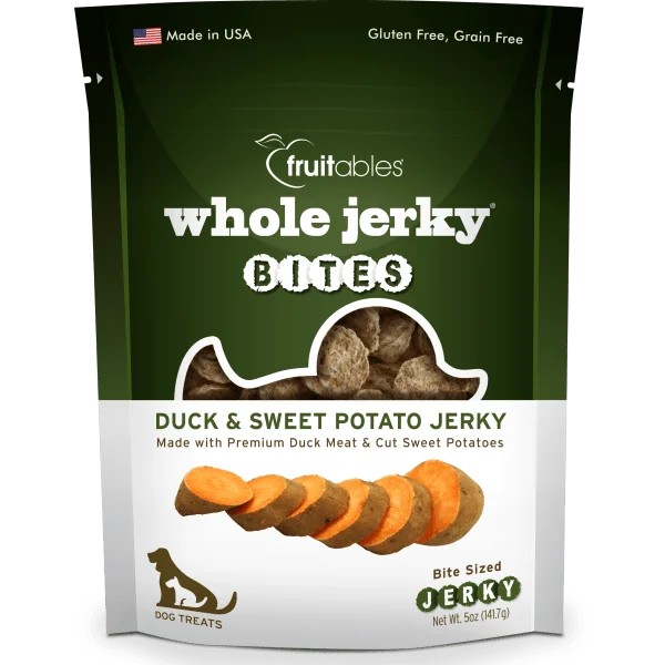 Whole Jerky Bites Duck & Sweet Potato Dog Treats 5 oz (141 g) - Fruitables