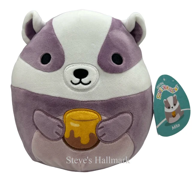 Squishmallow Mita the Mauve Badger with Honey I Got That 5" Stuffed Plush by Kelly Toy