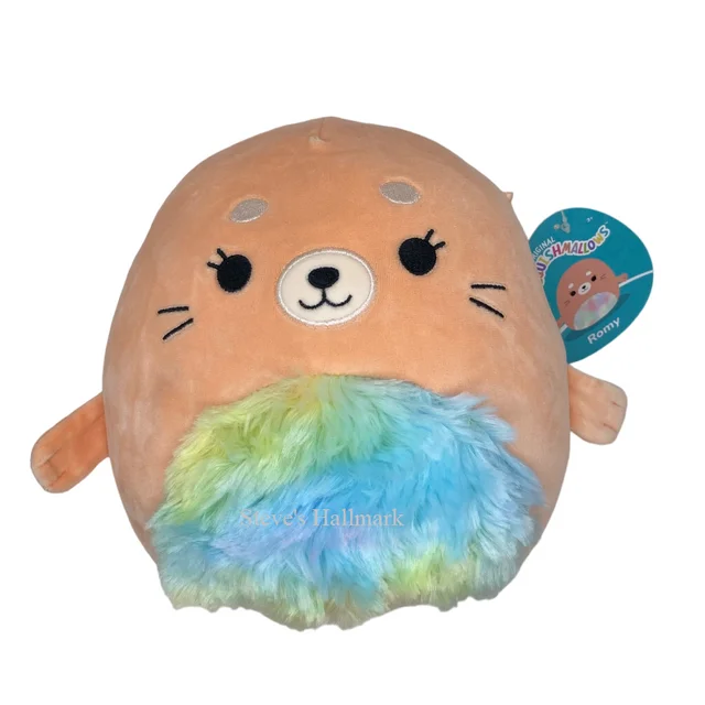 Squishmallow Romy the Furry Peach Seal with Tie-Dye Belly 8" Stuffed Plush by Kelly Toy