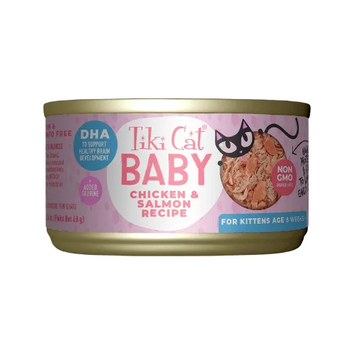 Canned Cat Food - BABY - Whole Foods with Chicken & Salmon Recipe For Kittens - 2.4 oz