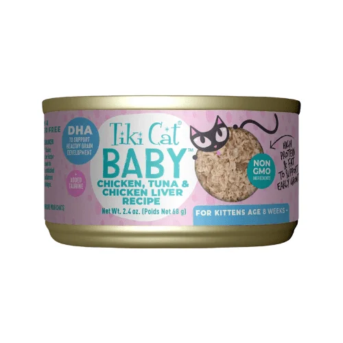 Canned Cat Food - BABY - Whole Foods Chicken, Tuna, & Chicken Liver Recipe For Kittens - 2.4 oz