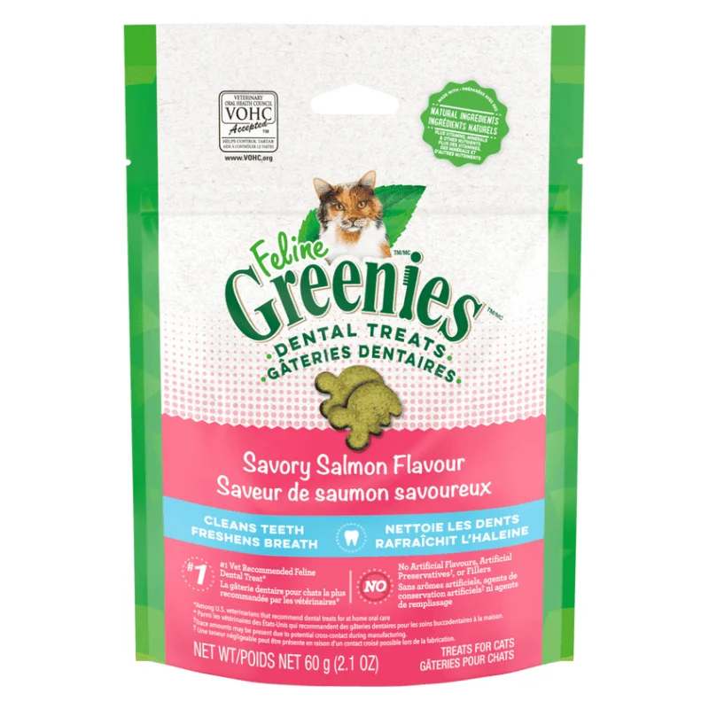 Cat Dental Treat - FELINE GREENIES - Savory Salmon Flavor