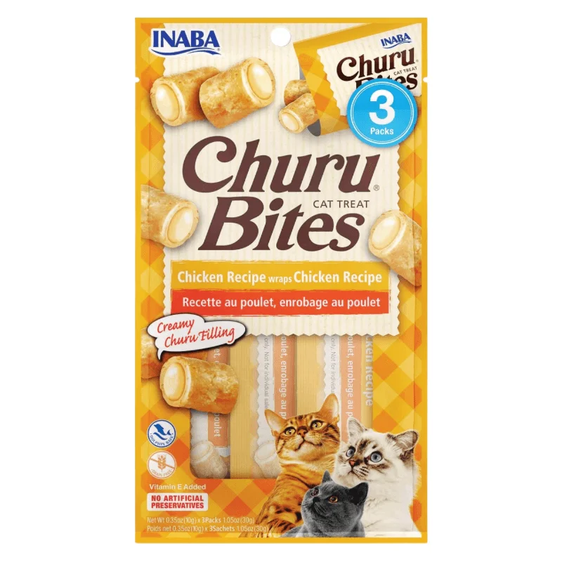 Soft & Chewy Cat Treat - CHURU BITES - Chicken Recipe - 0.35 oz tube, pack of 3