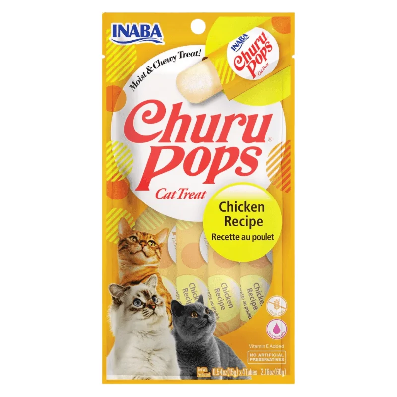 Creamy Cat Treat - CHURU POPS - Chicken Recipe - 0.5 oz tube, 4 ct