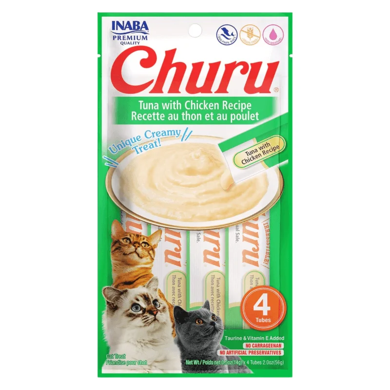 Creamy Cat Treat - CHURU - Tuna with Chicken Recipe - 0.5 oz tube, 4 ct