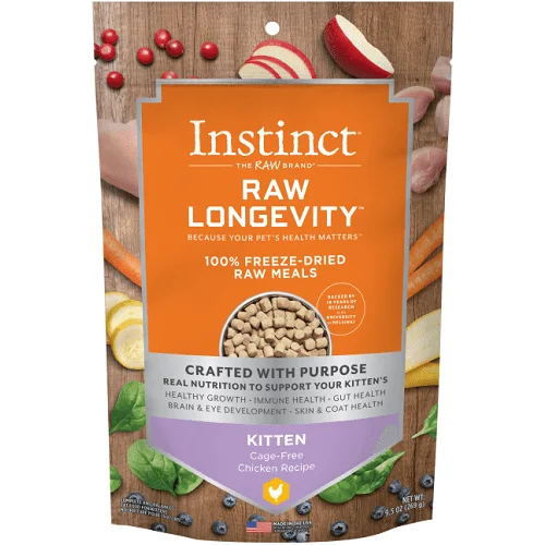 Freeze Dried Raw Cat Food - LONGEVITY - Cage Free Chicken Bites For Kittens - 9.5 oz