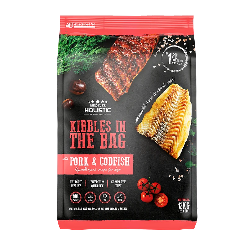 Absolute Holistic Dog Kibbles In The Bag Pork & Codfish 12kg