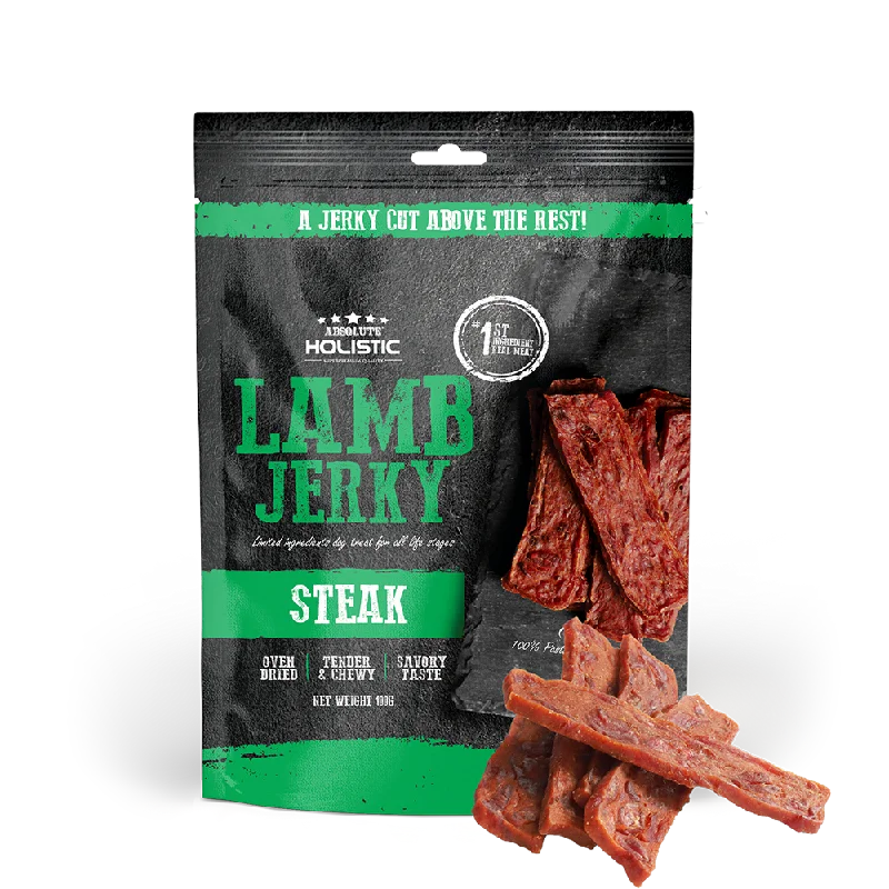 Absolute Holistic Dog Treats Lamb Jerky Steak 100g