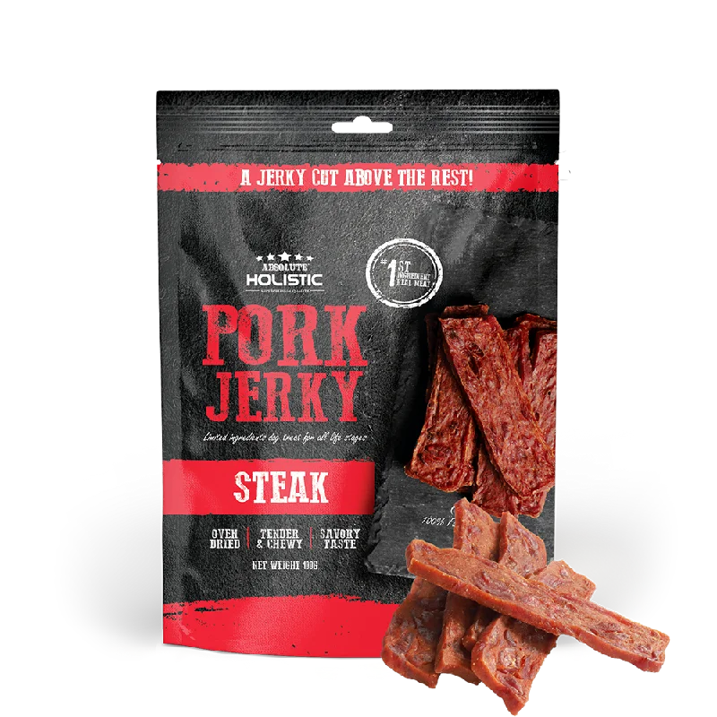 Absolute Holistic Dog Treats Pork Jerky Steak 100g