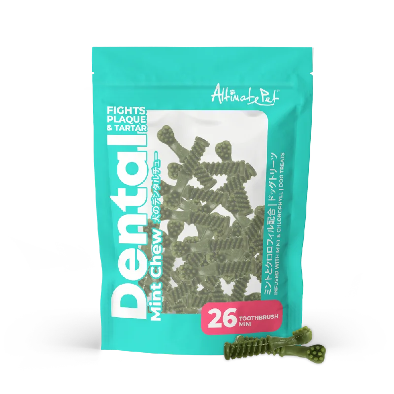 Altimate Pet Dog Dental Chews Infused with Mint & Chlorophyll - Mint Toothbrush Mini 26pcs