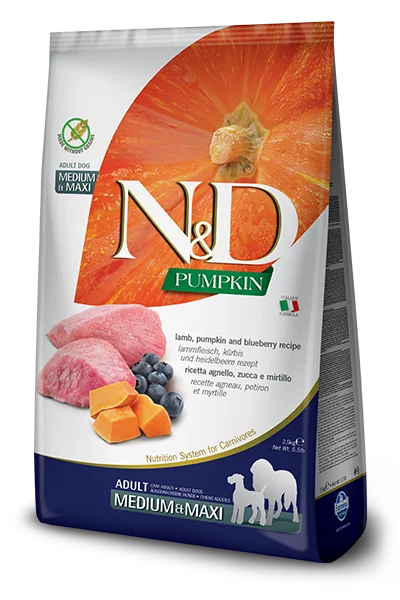 Farmina N&D Pumpkin Formula Medium & Maxi Lamb & Blueberry Adult Dog Food