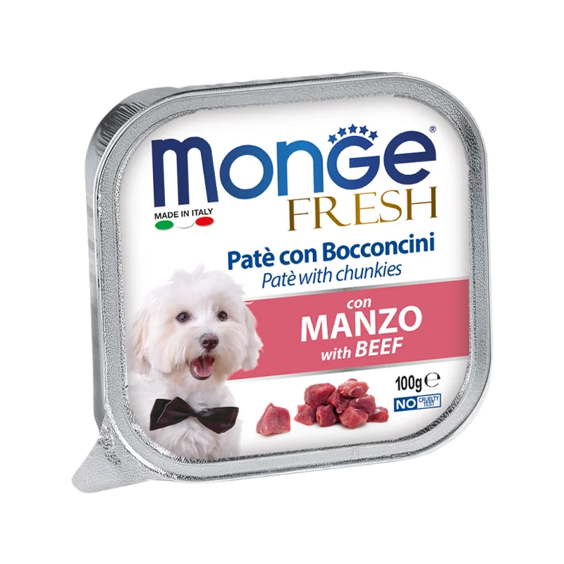 Monge Dog Fresh - Beef Pate with Chunkies 100g