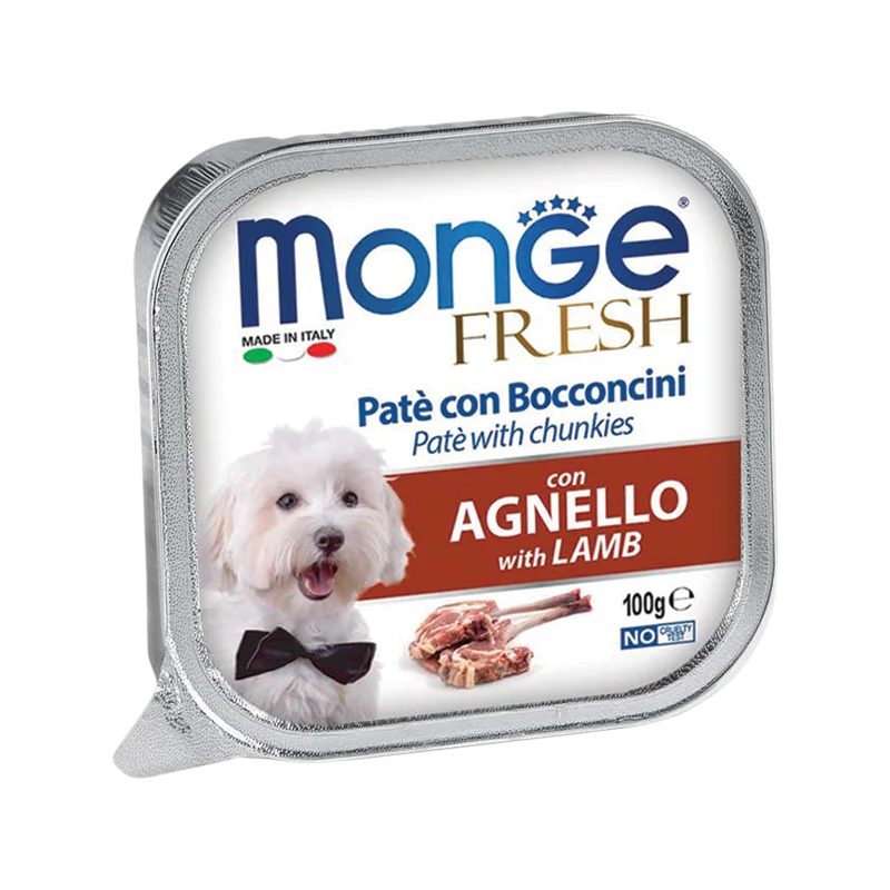 Monge Dog Fresh Lamb Pate with Chunkies 100g