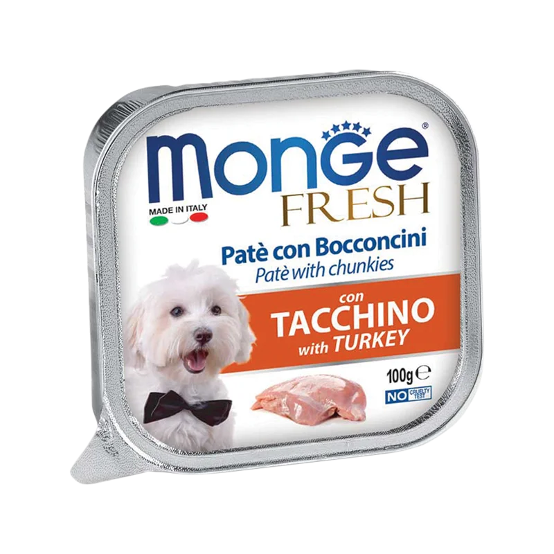 Monge Dog Fresh Turkey Pate with Chunkies 100g