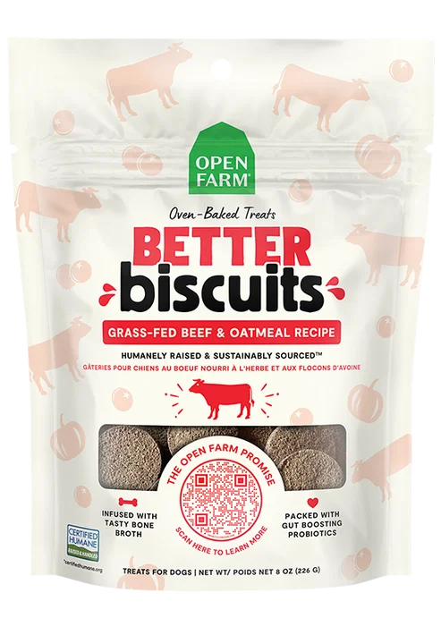 Open Farm Better Biscuits Grass-Fed Beef & Oatmeal Recipe Dog Treats