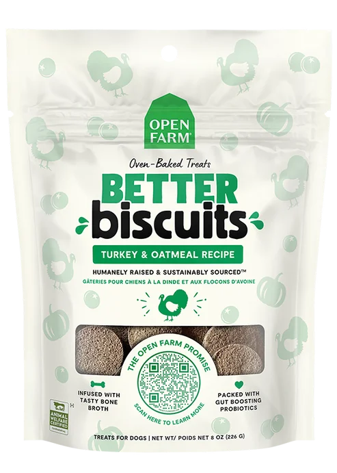 Open Farm Better Biscuits Turkey & Oatmeal Recipe Dog Treats