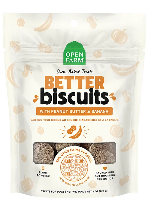 Open Farm Better Biscuits With Peanut Butter & Banana Recipe Dog Treats